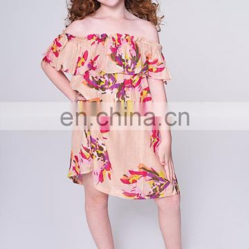 Tan Floral Off-Shoulder Dress - Kids And Tween