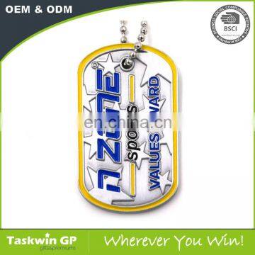 Custom embossed logo dog tag with ball chain necklace, dog tag