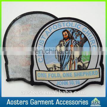 customize high quality overlock woven badge for clothing