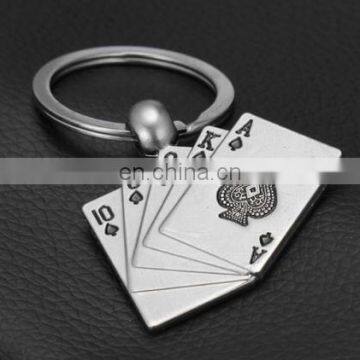 Custom Promotion Gifts Fashion Poker Shape Stainless Metal Keychain