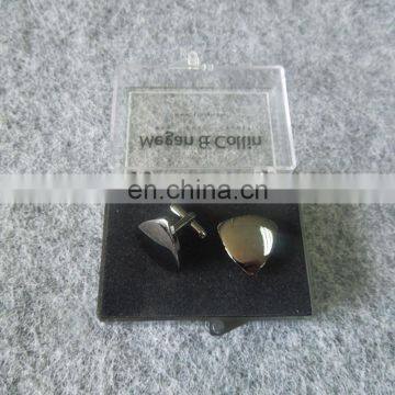 blank logo silver plated metal cufflink with gifts box for wholesale