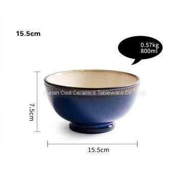 wholesale price Creative Blue under-glazed Ceramic Tableware set with mug