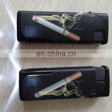 plastic electronic windproof lighter with LED lights butanes gas lighter