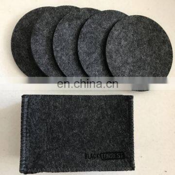 Custom felt cup coaster set with holder