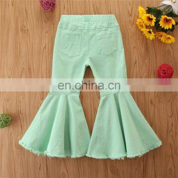 2020 Kids Girl Bell Bottom Pants Ripped Hole Denim Pant Baby Girl Fashion Solid Trousers Wholesale Long Pant photo-6