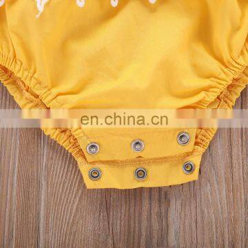 Free Ship Newborn Baby Girls Fairy Lace Yellow Romper Bow Deer Jumpsuit Sunsuit Outfit Cute Summer Clothes photo-5
