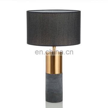 Black Gold Fabric Cement Base Modern Lamp Shade Bedside Hotel Luxury Light Table Lamp photo-3