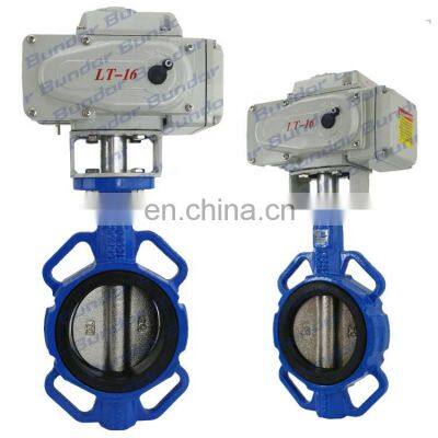 Bundor ANSI BS DIN JIS PN16 DN100 Motor Operated Wafer Butterfly Valve price list