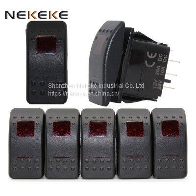 3 Way Red Illuminated Rocker Switch for Boat Marine Waterproof 12v photo-2