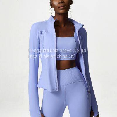 Plus Sizes Winter Custom Brand Yashion Logo Sport Yoga Wear Jacket Zipper Yoga 3-piece Set photo-5