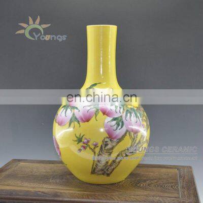 Jingdezhen Antique hand painted porcelain Yellow PEACH vases