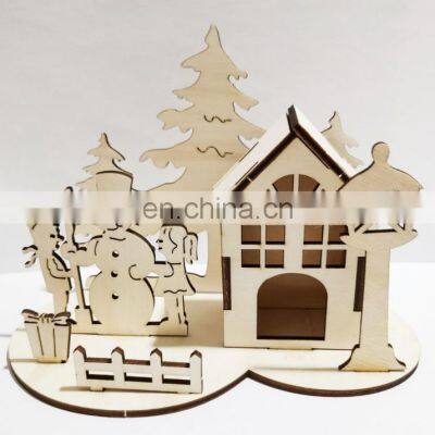 Christmas Desktop Ornaments Santa Claus Snowman House 3D Puzzle Ornaments Decoration photo-2