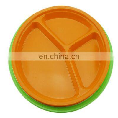 3-Compartments Candy Color Melamine Plastic Kids Dinner Dish, Candy Color Partition Dish Silicone Dinner Plate photo-3