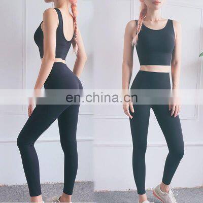 2021 New Style Fashionable wholesale gym yoga active plus size women 2 pcs fitness wear with customized color