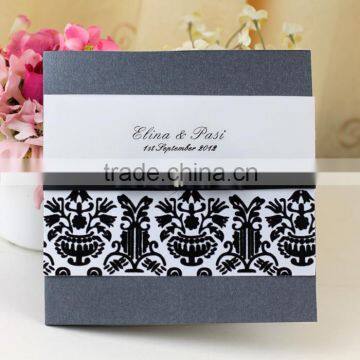 2016 Western Style Premium Luxury Velvet Flocked Wedding Invitation