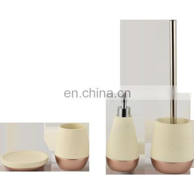 Nature Luxury 4 pieces Cement Polyresin Gold Bathroom Accessories Decor Sets