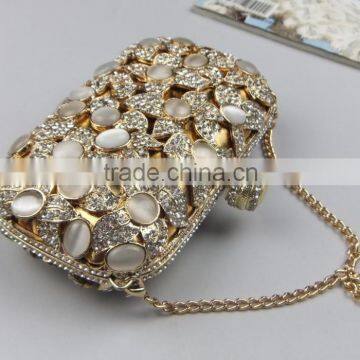 NEW Brilliant Diamond Metal Frame Luxury Evening Party Clutch Bag With Chain For Women