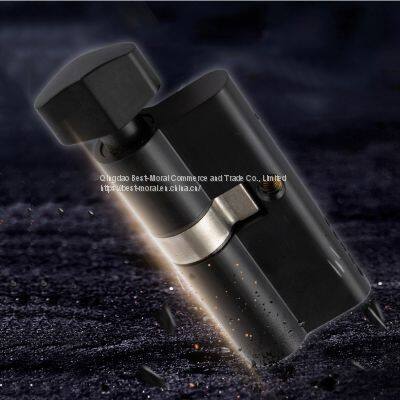 Gun Black Color Diamond and Rhombus Shaped Thumbturn Single Open Euro Profile Brass Lock Cylinder photo-5