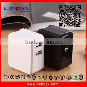 2016 G-series 17W K- 053400 dual port usb wall charger 5v 1.2a 5v2.1a