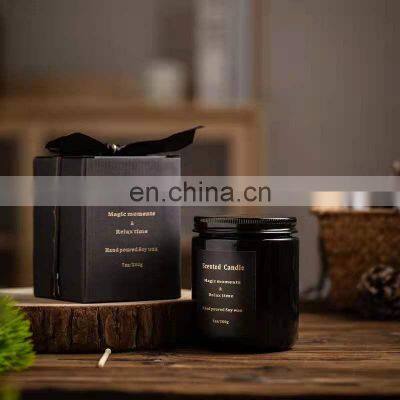 Wholesale luxury Long Burning glass jars candle smokeless soy wax wedding scented Fragrance Aroma candles with lid