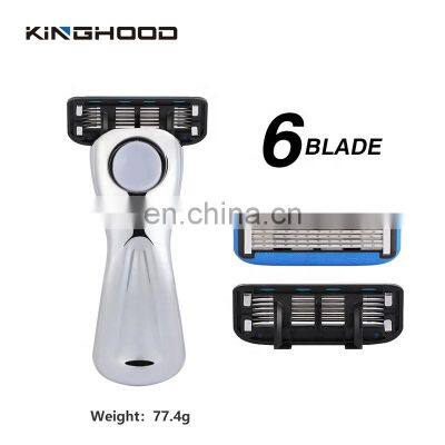 Custom Logo  Biodegradable 6 Blade Cartridge System Shaving Razor  For Women