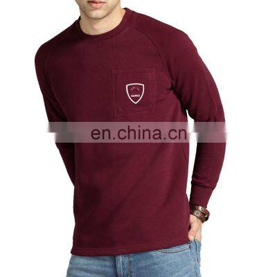 Maroon Color Men Sweatshirt Custom Printed Logo Men Sweatshirt Plain Men Sweatshirt