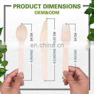Yada Chinawood Biodegradable Customised 205Mm Chinese Soup Spoons Kitchen Utensils Set Wooden Cutlery With Wooden Handle photo-4