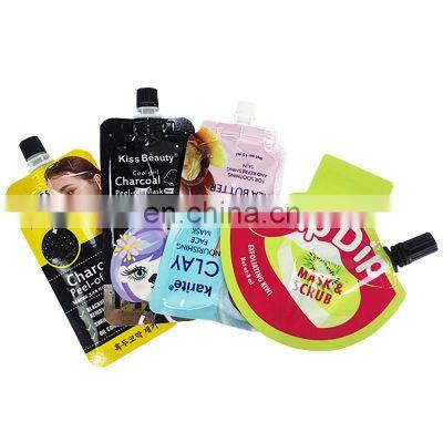 wholesale disposable body scrub facial mask containers aluminum foil with spout  packaging bags stand up pouch