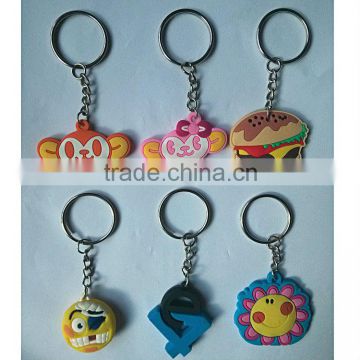 3D cartoon debossed silicone keychain, bulk custom Soft PVC key rings for promotion