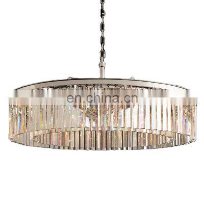 1920S Odeon Modern Pendant Lights Round Tier Gold Brass Crystal Decoration For Living Room Bedroom Ceiling Chandelier