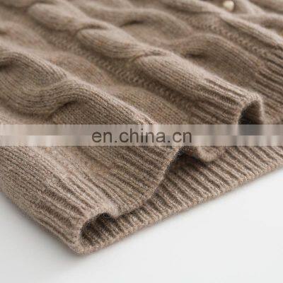 New Fashion Casual Cardigan Single Breasted V-Neck Cable Knitted Cashmere Solid Pattern With Pearl Button Autumn Season Sweater photo-5