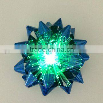 LED Iridescent 3D Butterfly Header Curly Gift Bow/LED Iredescent Ribbon Star Bows for gift or holiday party night decoration