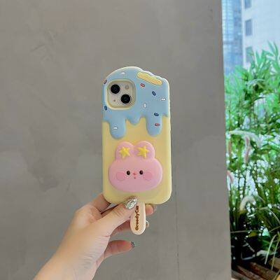 Cute Cartoon Bunny Expansion Stand Ice Cream Popsicle Shockproof Case Phone 11 12 13 14 15 Pro Max photo-3