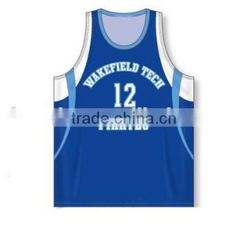 Unique men polyester color blue basketball jersey