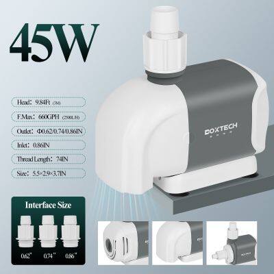 boxtech Aquarium Water Pump, 2500L/H 45W Adjustable Ultra Quiet Fountain Water Pump with Filter for Aquarium