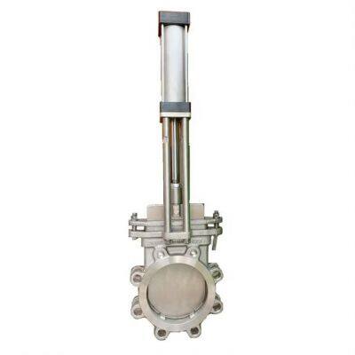 JIS ASME ANSI DN50-DN1200 4in 6in CF8 Knife Gate Valve With Double Action Pneumatic Actuator for Slurry Use