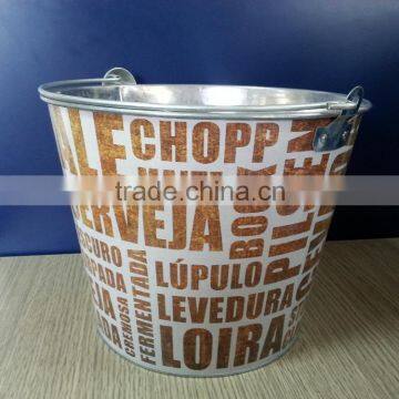 CMYK Logo 8L Galvanized Iron Tin Ice Bucket, Ice Pails, Beer Bucket With Openner photo-4
