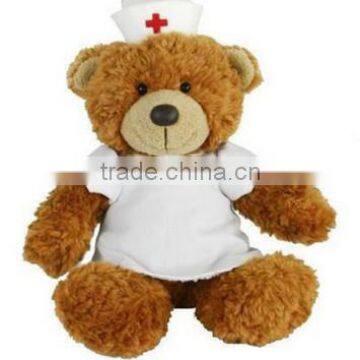 plush nurse teddy bear/handmade stuffed plush toy bear/doctor plush bear toy