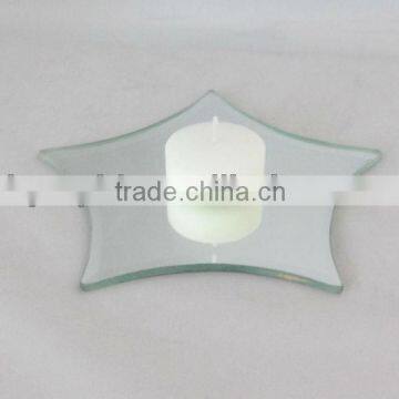 star shape glass candle holder plates