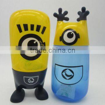 Plastic cartoon PP minions water bottle, Toys food grade cute water bottle