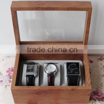 High Quality Customized Gift Luxury Wooden Watch Box, 3 slots box watch,wooden watch box holder for home use