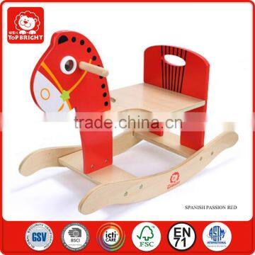 ride on animal toy red outdoor toy eco-friendly sport walking horse toy 23.5 degree wooden rocking horse kid riding horse toy