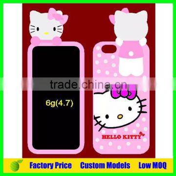 Hello kitty design cheap Silicone 3d phone case cover for Iphone 6 4.7 phone back cover