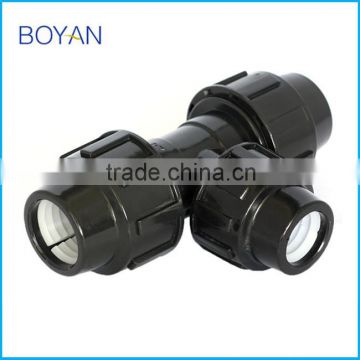 China Wholesale Plastic Equal PP Black Compression Tee For Irrigation Pipe Fitting