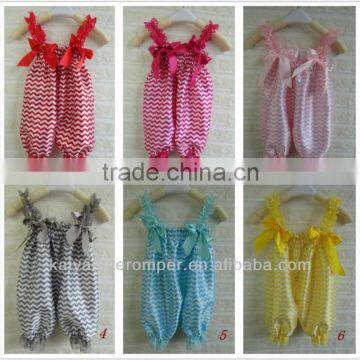 Hot Sale in US! baby boutique wholesale cotton chevron baby romper bubble knickers zig zag knickers spring colors for babies
