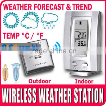 Wireless Indoor Outdoor Thermometer Temperature Clock Weather Station