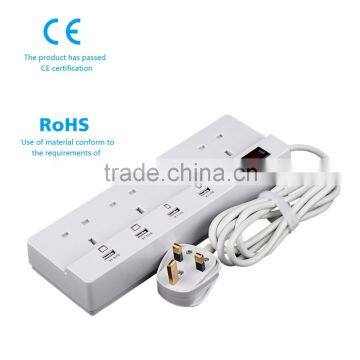 4 Way Power Strip UK Plug Outlet 4 Smart USB 5V 6A Output Power Board With CE and RoHS photo-5