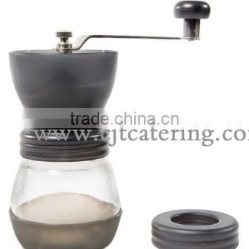 ceramic manual coffee grinder with glass cup and cap