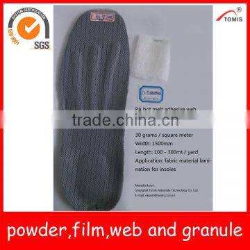 hot melt adhesive web for foam material lamination for insoles