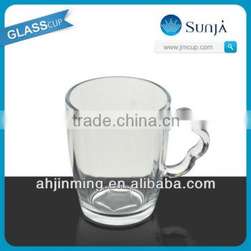 SH40 clear milk tea glass cup mug home use milk tea glasses with flower-shaped handle milk glass cup mug handle